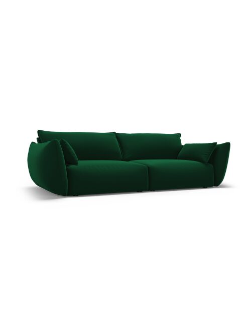 Canapé velours Matera 3 places vert bouteille - 208x110x85 cm