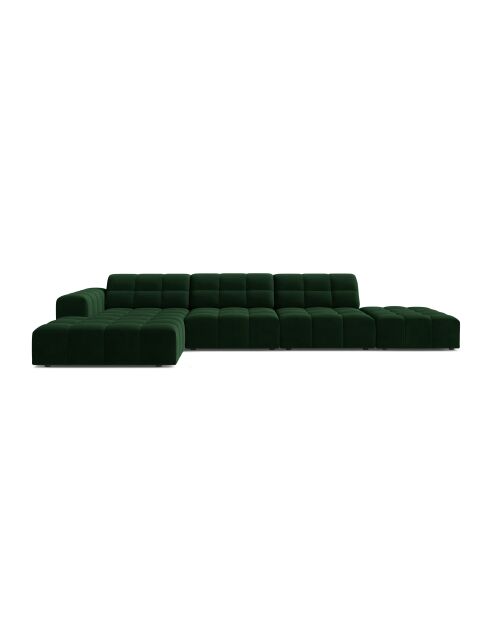 Chicago fluwelen linkerhoekbank 5 zits fles groen - 348x167x78 cm