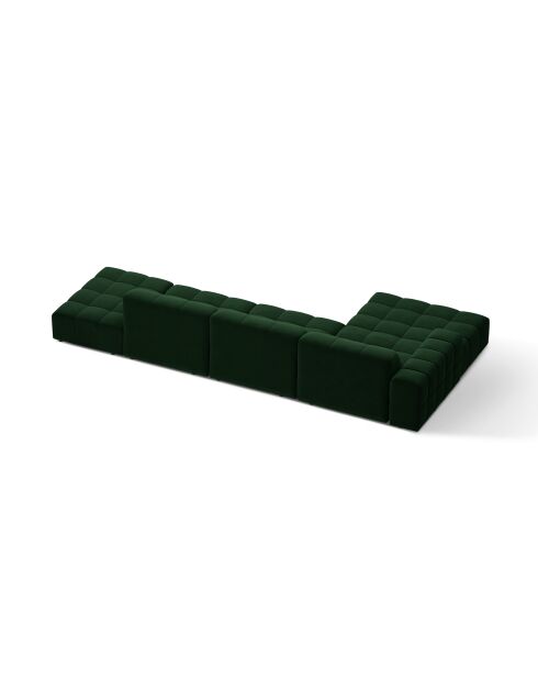 Chicago fluwelen linkerhoekbank 5 zits fles groen - 348x167x78 cm