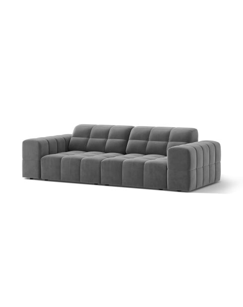 Canapé velours Chicago 3 places gris clair - 212x102x78 cm