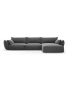 Dunkelgraues rechtes 4-Sitzer-Ecksofa aus Matera aus Samt - 308x171x85 cm