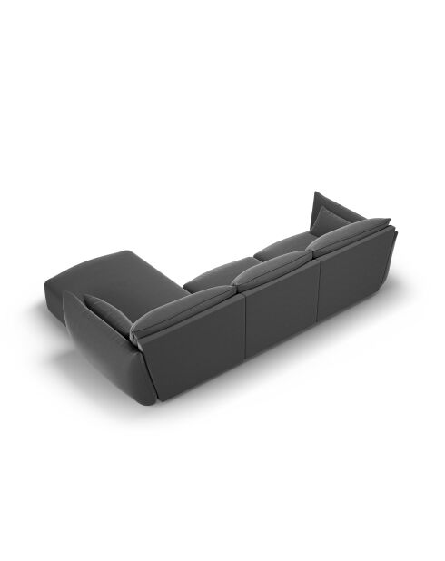 Dunkelgraues rechtes 4-Sitzer-Ecksofa aus Matera aus Samt - 308x171x85 cm