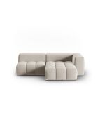Verona 3-zits modulaire fluwelen hoekbank rechts ecru - 205x145x70 cm