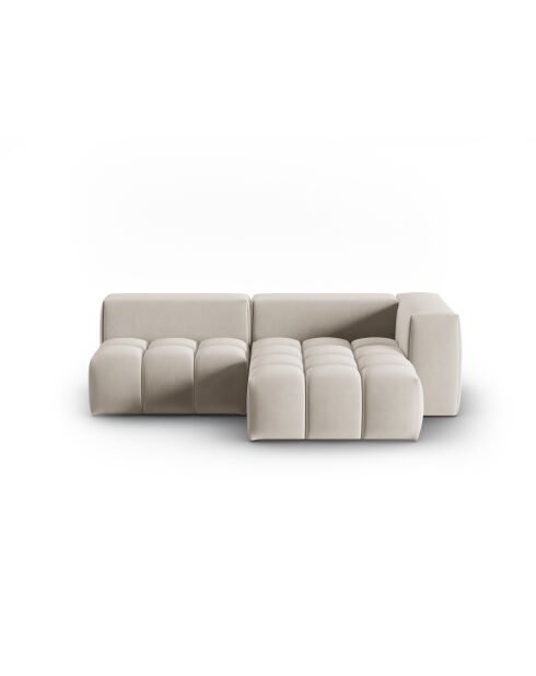 Verona 3-zits modulaire fluwelen hoekbank rechts ecru - 205x145x70 cm