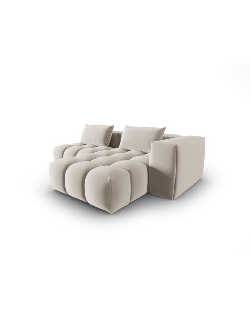 Verona 3-zits modulaire fluwelen hoekbank rechts ecru - 205x145x70 cm
