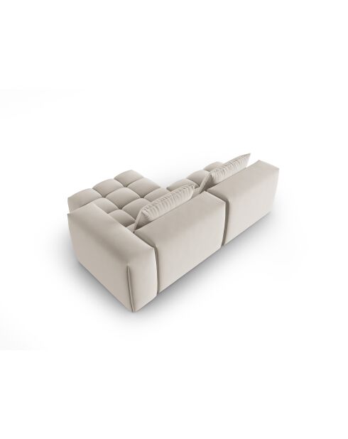 Verona 3-zits modulaire fluwelen hoekbank rechts ecru - 205x145x70 cm