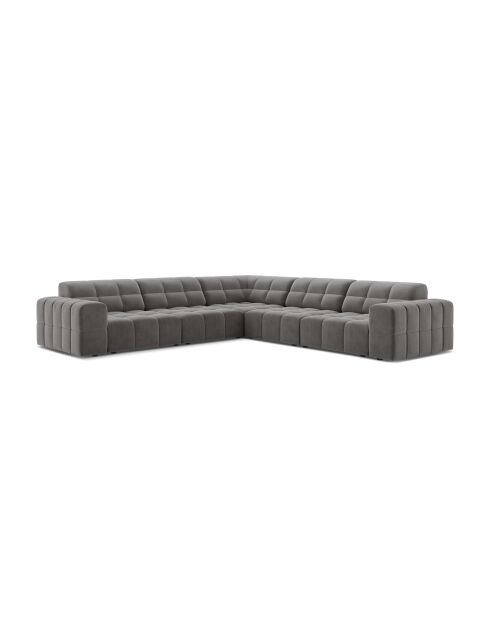 Chicago Ecksofa aus hellgrauem, symmetrischem Samt, 285 x 285 x 78 cm