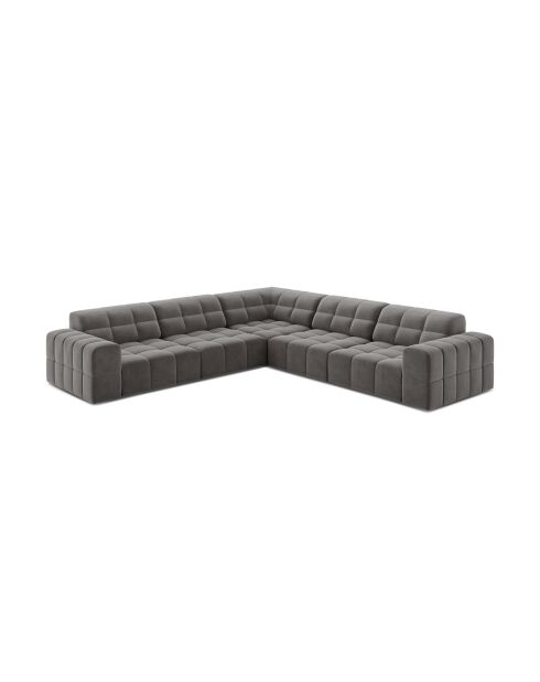 Chicago Ecksofa aus hellgrauem, symmetrischem Samt, 285 x 285 x 78 cm