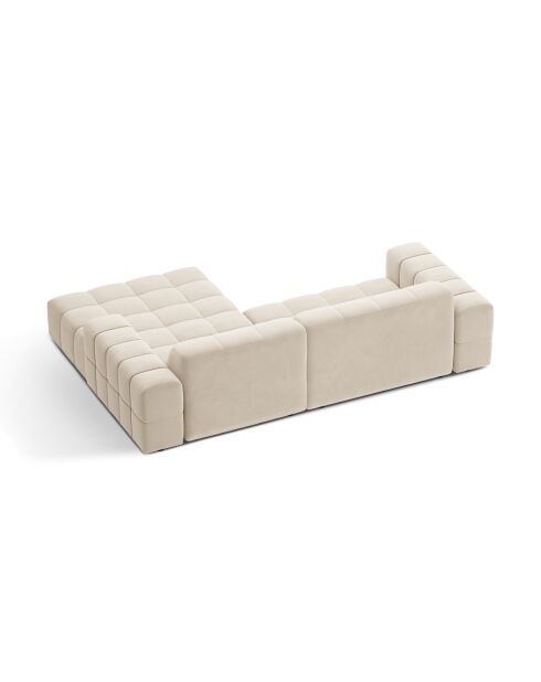 Chicago 3-Sitzer-Ecksofa rechts aus Samt hellbeige - 234x167x78 cm