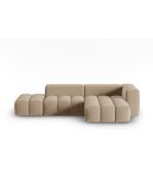 Canapé d'angle droit velours modulable Verona 4 places le sable - 265x145x70 cm