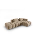 Canapé d'angle droit velours modulable Verona 4 places le sable - 265x145x70 cm