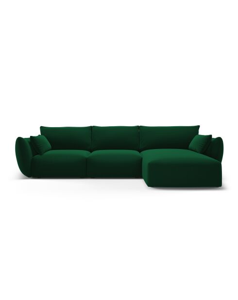 5-Sitzer-Ecksofa Matera aus Samt, rechts, flaschengrün - 280x171x85 cm
