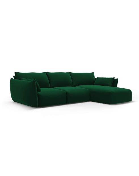 5-Sitzer-Ecksofa Matera aus Samt, rechts, flaschengrün - 280x171x85 cm