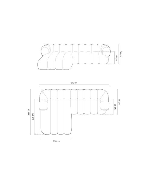 Koge Ecksofa für 5 Personen, links, gemauert, 270 x 165 x 70 cm