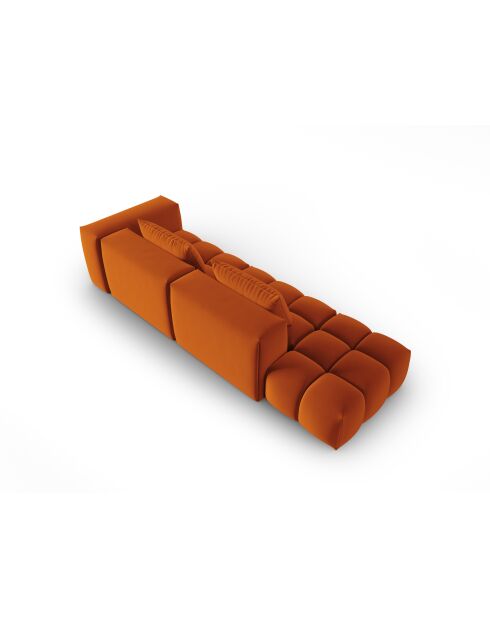 Canapé modulable gauche en velours Verona 4 places terracotta - 265x85x70 cm