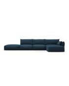Divano angolare destro Matera blu royal a 5 posti - 364x171x85 cm