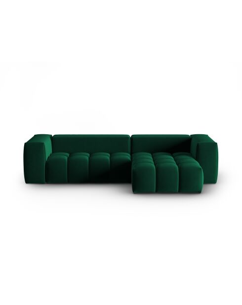 Modulares Ecksofa Verona aus Samt für 3 Personen, rechts, flaschengrün — 260x145x70 cm