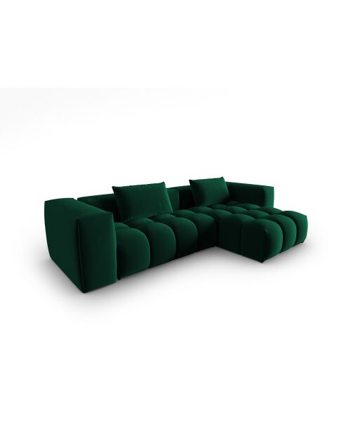 Modulares Ecksofa Verona aus Samt für 3 Personen, rechts, flaschengrün — 260x145x70 cm