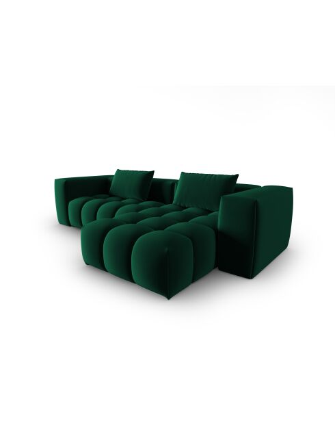 Modulares Ecksofa Verona aus Samt für 3 Personen, rechts, flaschengrün — 260x145x70 cm