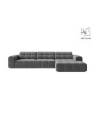 Hellgraues rechtes Ecksofa aus Samt Chicago, 294 x 167 x 78 cm