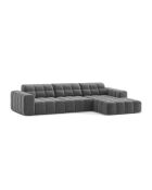 Hellgraues rechtes Ecksofa aus Samt Chicago, 294 x 167 x 78 cm