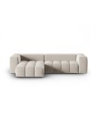 Verona 3-zits ecru modulaire fluwelen hoekbank links - 260x145x70 cm