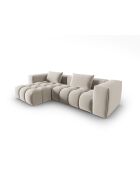 Verona 3-zits ecru modulaire fluwelen hoekbank links - 260x145x70 cm