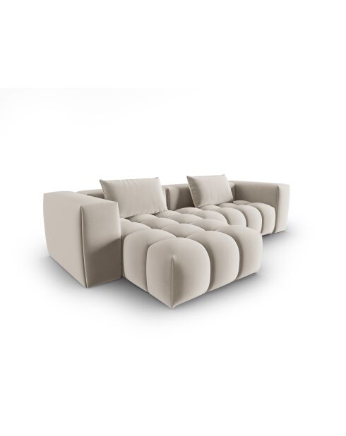 Verona 3-zits ecru modulaire fluwelen hoekbank links - 260x145x70 cm