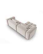 Verona 3-zits ecru modulaire fluwelen hoekbank links - 260x145x70 cm