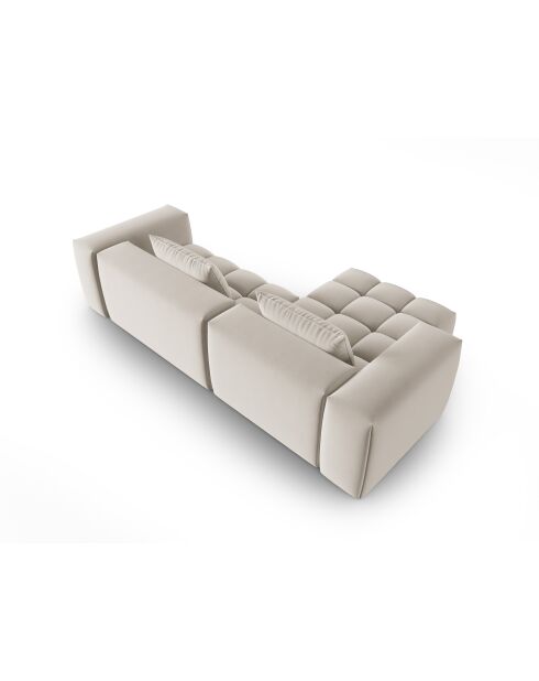 Verona 3-zits ecru modulaire fluwelen hoekbank links - 260x145x70 cm