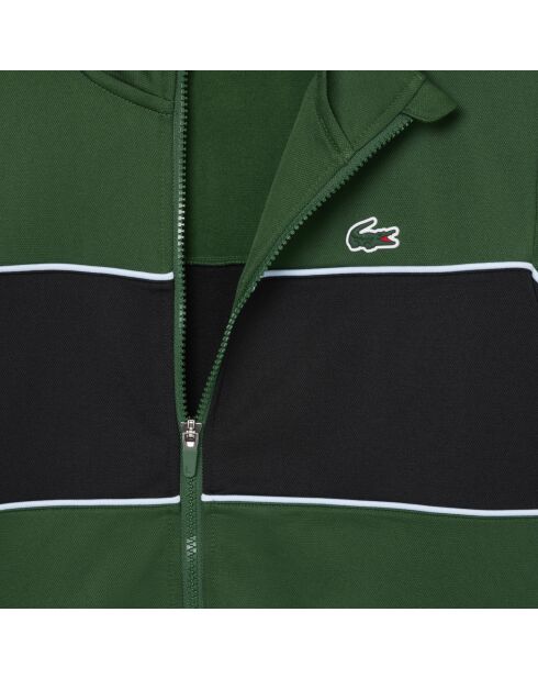 SH8942 groen/zwart-kreeksweatshirt met ritssluiting