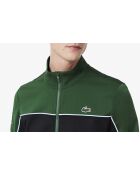 SH8942 groen/zwart-kreeksweatshirt met ritssluiting