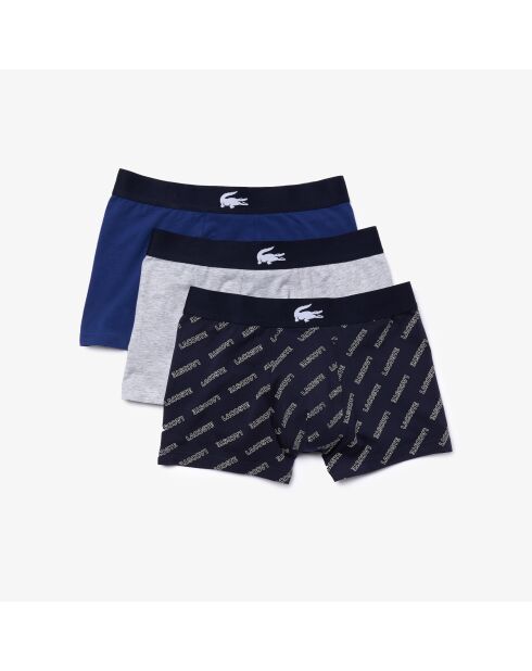 3er-Pack kurze Boxershorts 5H1774 marineblau/weiß-silber meliert