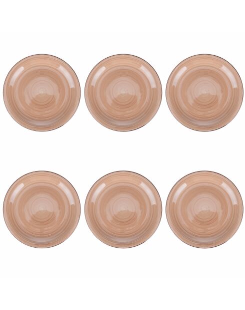 Lot de 6 assiettes à dîner plate 5 Toni teracotta - 2,5x27 cm