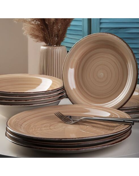 Lot de 6 assiettes à dîner plate 5 Toni teracotta - 2,5x27 cm