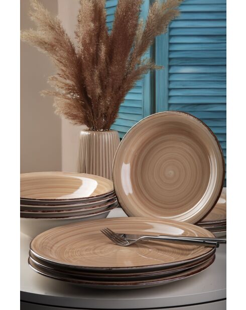 Lot de 6 assiettes à dîner plate 5 Toni teracotta - 2,5x27 cm