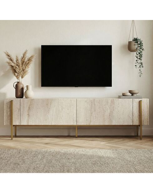 Meuble TV Nexus travertin/or - 180x30x45 cm