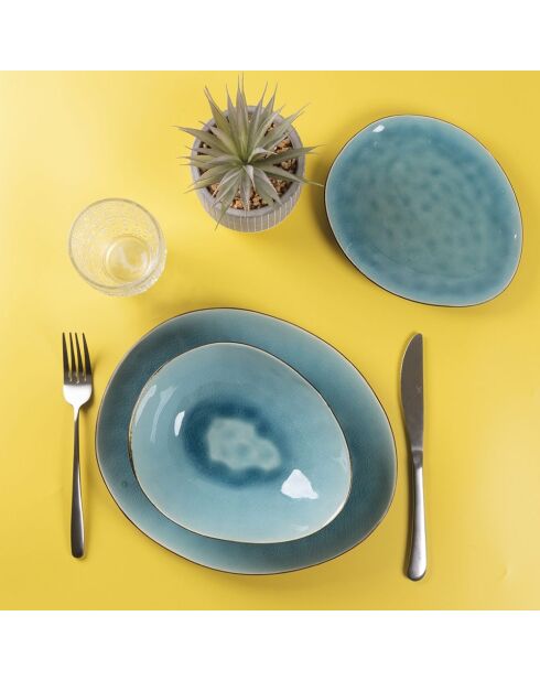 Lot de 6 assiettes à dîner The Market F turquoise - 2,4x28,5x24 cm