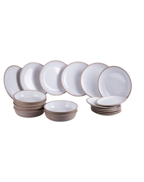 Service de table Bistrot blanc/marron - 18 pièces