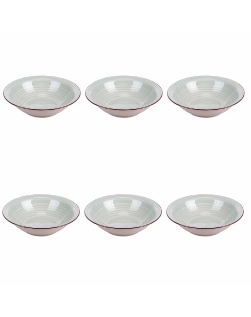 Lot de 6 assiettes à soupe 5 Toni vert sauge - 5,5x21,5 cm