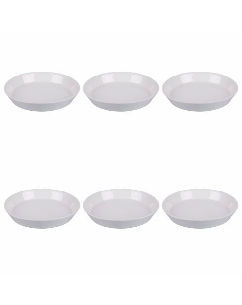 Lot de 6 assiettes à soupe Delice blanches - 3,5x21 cm