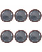 Lot de 6 pcs service à dessert Bretagne Terra gris/marron - 2,5x21 cm