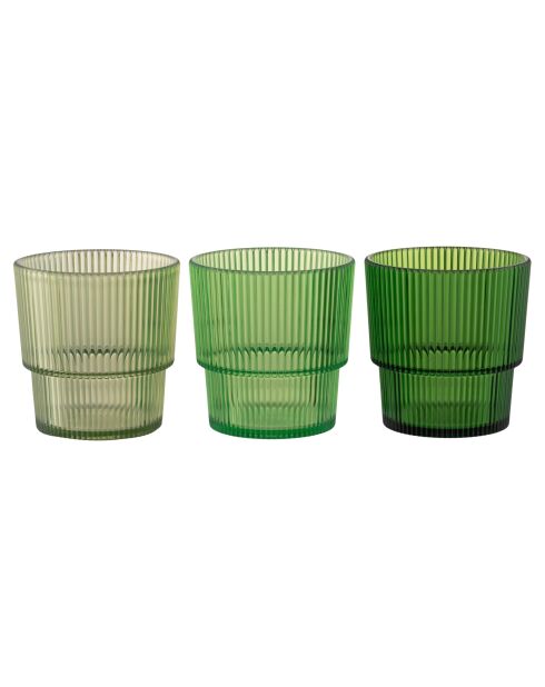 12 verres Unico en PS Shades of Green assortis - 300 ml
