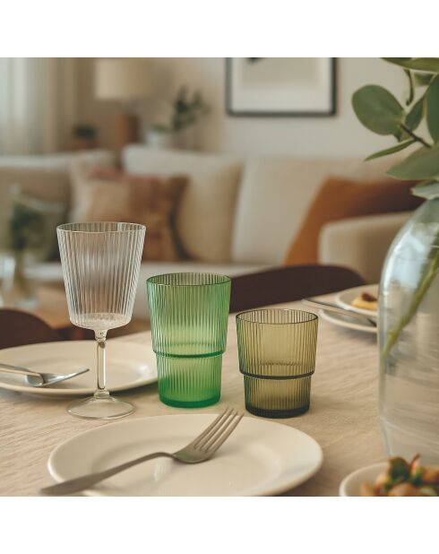 12 verres Unico en PS Shades of Green assortis - 300 ml
