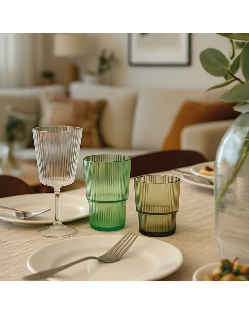 12 verres Unico en PS Shades of Green assortis - 300 ml