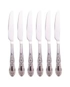 Set van 6 zilveren Wonderland roestvrijstalen messen - 0,6x22,5x2 cm