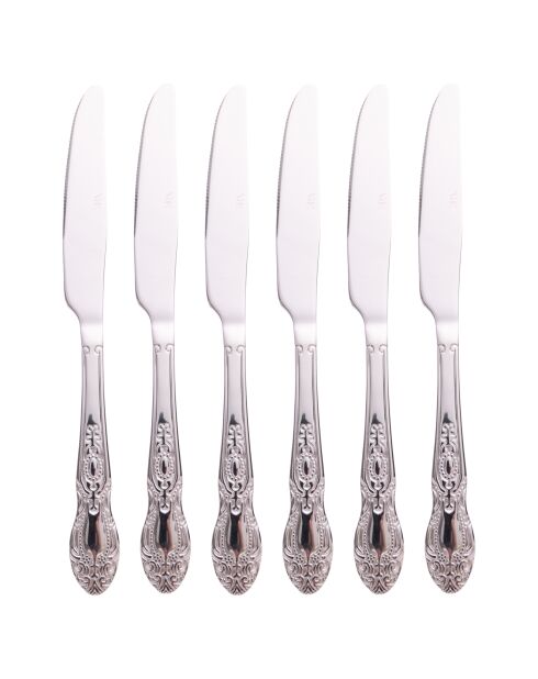 Lot de 6 couteaux en acier inoxydable Wonderland argentées - 0,6x22,5x2 cm