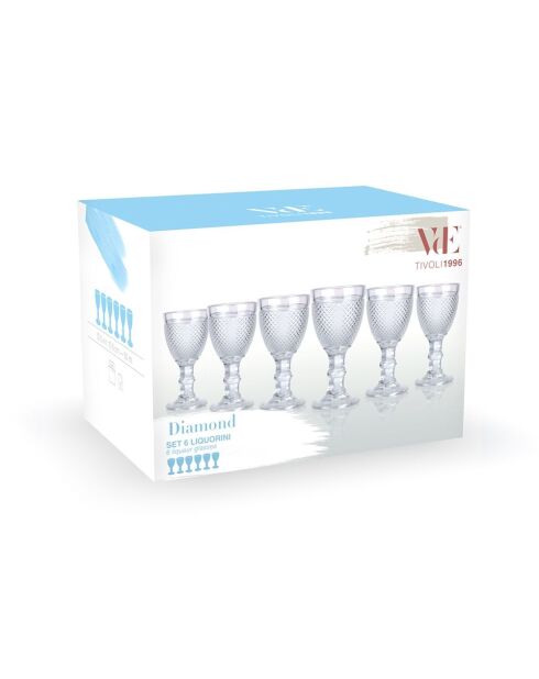 Set di 6 bicchierini Diamond trasparenti - 50ml
