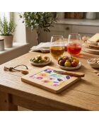 Acquerello veelkleurige snijplank met handvat - 15x21,5 cm