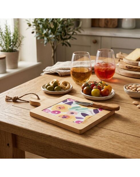 Acquerello veelkleurige snijplank met handvat - 15x21,5 cm